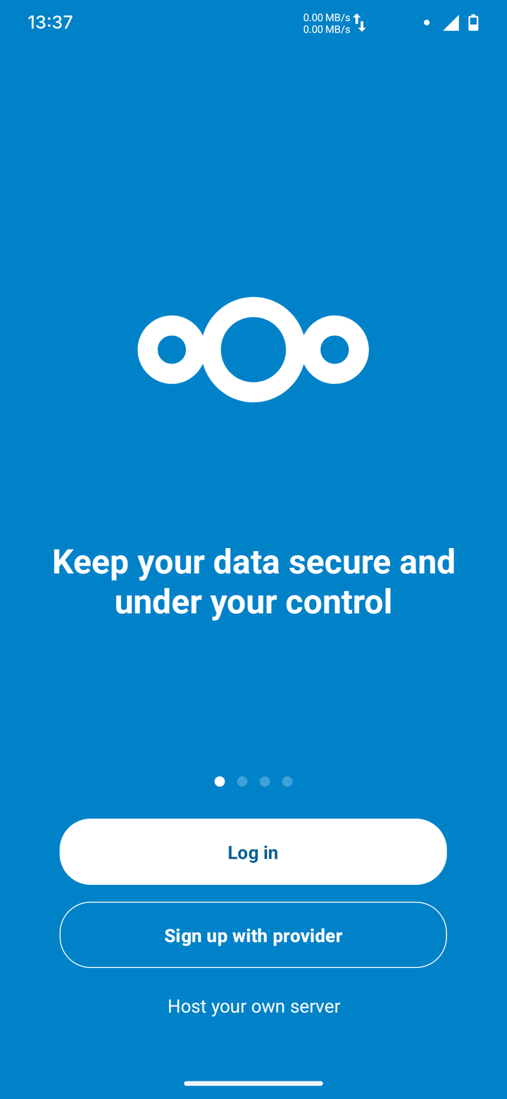 Nextcloud app welcome screen